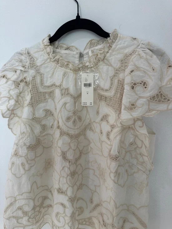NWT Anthropologie Lainie High-Neck Lace Cutwork Blouse - Picture 4 of 5